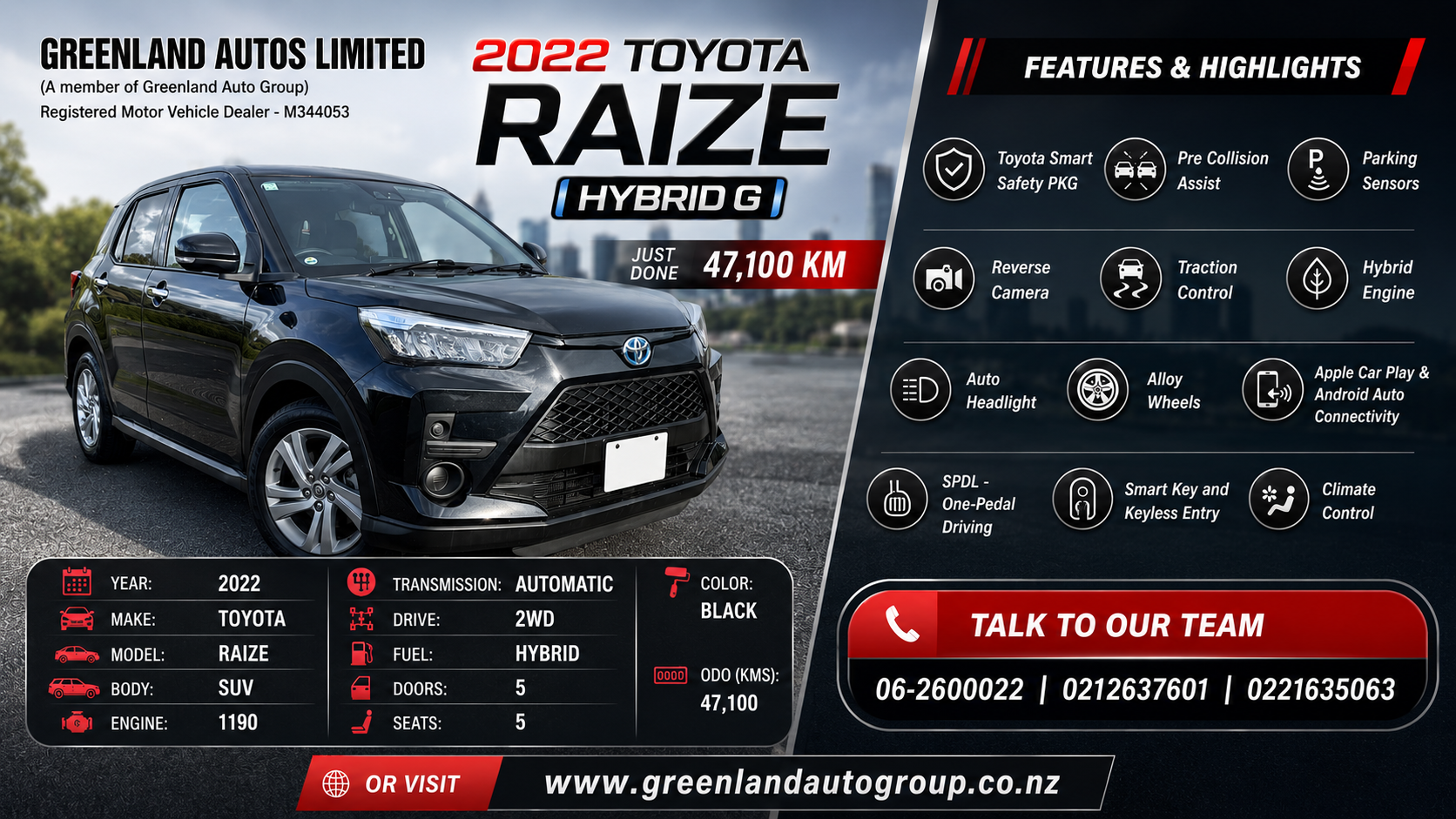 2022 Toyota Raize Hybrid G For Sale - Greenland Autos Limited